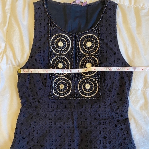 Calypso St. Barth Navy Lace Beaded Shift Dress - Picture 6 of 8